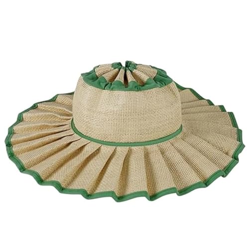 Lorna Murray Hat Pleated Sun Hat Straw Reversible Women, Wide Brim Foldable Casual Outdoor Pleated Beach Summer Hat