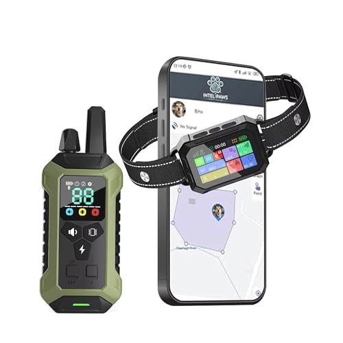 INTELIPAWS GPS Wireless Dog Fence System Collar – 2-in-1 Remote or App Controlled Boundary and Training GPS Dog Collar with 4 Training Modes - Covers up to 7000 Ft (3533 Acres)
