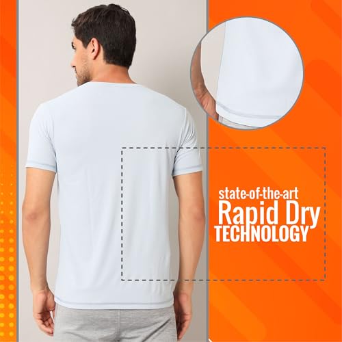 Image of TECHNOSPORT Men's Slim Fit Polyester Activewear Sports T-Shirt with Moisture-Wicking Comfort for Workout, Running & Gym