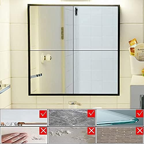 SOCOKING 4 Pieces Flexible Mirror Sheets Mirror Tiles Self Adhesive Sheets Acrylic Mirror Tiles Sheets 12 X 12 Inches Mirror Wall Stickers Mirror Sheets for Home Decor