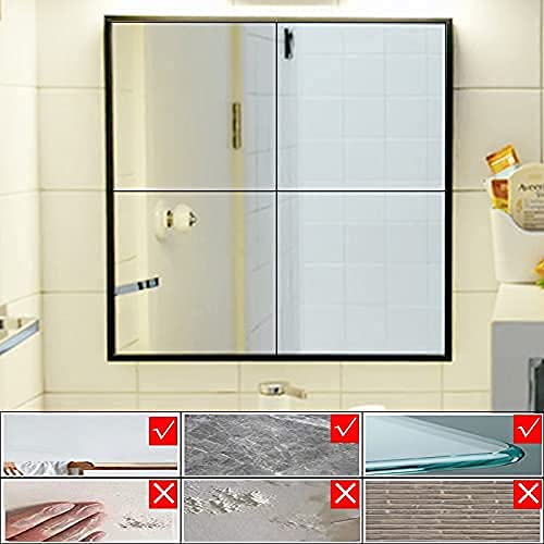 Socoking 4 Pieces Flexible Mirror Sheets Mirror Tiles Self Adhesive Sheets Acrylic Mirror Tiles Sheets 12 X 12 Inches Mirror Wall Stickers Mirror Sheets For Home Decor #TOP4