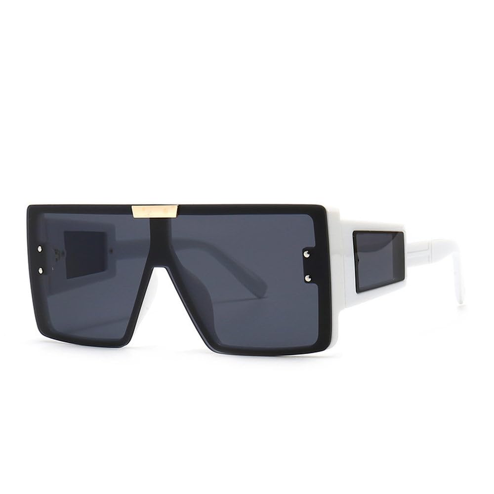 XYXZYX Visor Sunglasses Women Men Oversized Windproof Punk Glasses Big Frame Goggles Shades Sport UV400(White)
