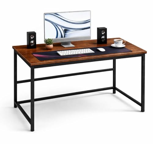 Image of Portable Wood & Metal Computer Desk | Modern Writing Table | Multipurpose Study Table Best for Home, School, Office Work & More | Ideal for Kids & Adults (Premium Brown)