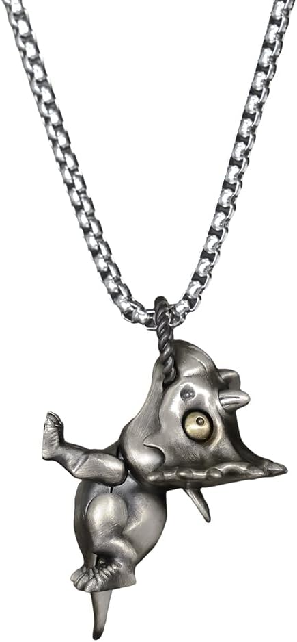 TivisiyDinosaur Pendant, 925 Sterling Silver/Alloy Pendants for Men Women without Chain, Pendant for Necklace Removable Activity Moveable Limbs Biteable Mouth Punk Jewelry Creative Gift