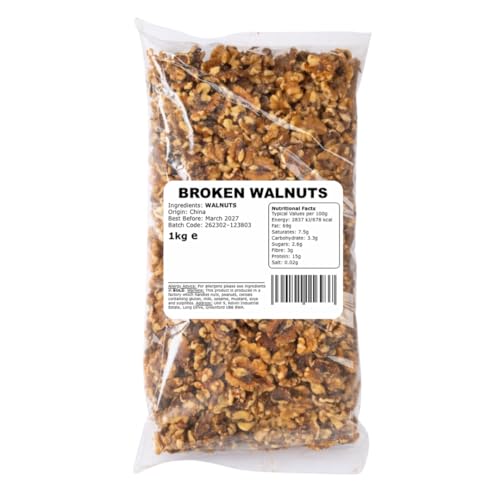 BROKEN WALNUT LARGE PIECES 1KG Large Shelled Kernels for Baking & Catering | Bulk Chopped Nut Pack