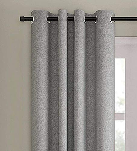Hillfair Linen Textured Curtains For Living Room, Grommet Top Window Curtain, Semi Blackout, Room Darkening Curtains For Bedroom, Jute Burlap Textured 84-Inch-Long Curtain Panels Set Of 2 - Silver #TOP1