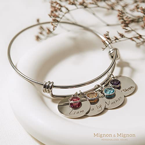 Personalized Birthstone Bracelet With Name Friendship Jewelry Bridesmaid Mom Birthday Gift For Her Handmade Engraved Jewelry Personalized Best Gift For Grandma Matching Bracelets For Women - Abr-Lc-Bs #TOP2