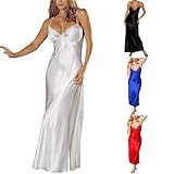 Tiljvks Silk Nightgown and Robe Set Plus Size Sexy Night Gowns for Adult Women See Through Satin Chemise Nightgowns for Women Lace Camisole Slip Satin Lace Dress Cheap Sales Clearance White