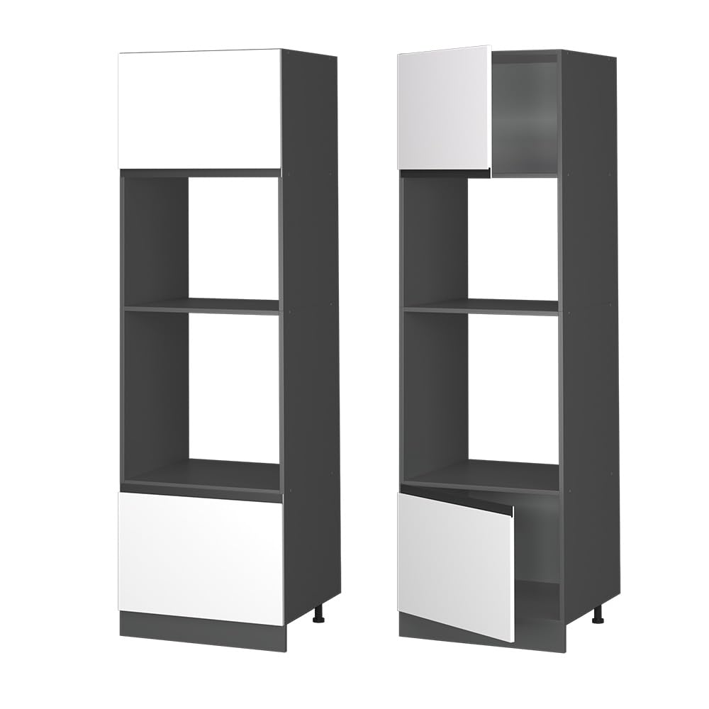 Vicco Mobile cucina microonde R-Line, Bianco, 60 cm Forma a J, per la libera combinazione all'interno di sistemi cucina modulari