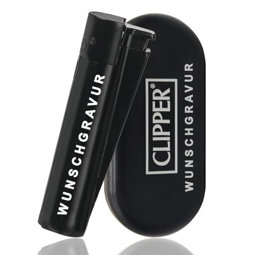 Clipper Jet Feuerzeug mit Gravur Personalisierbares Geschenk für Männer & Frauen Individuelles Feuerzeug als Geburtstagsgeschenk Jahrestag (Schwarz-Matt)