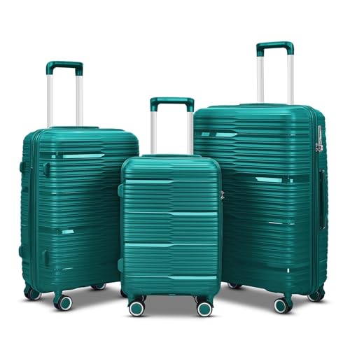 QWAXTRIW Suitcase Set PP Material Trolley Case Silent Universal Wheel Cabin Suitcase Driving Bag Large Capacity Suitcase Three Piece Set (Roze)