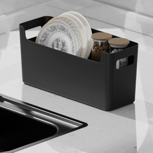 FYting Aufbewahrungskorb,4 Stück Badezimmer Organizer, Schubladen Organizer,Schminktisch Organizer,U-Port-Organizer Box für Schreibwaren, Socken, Unterwäsche, Datenkabel(Schwarz,25.5 x 13.5 x 8 cm)