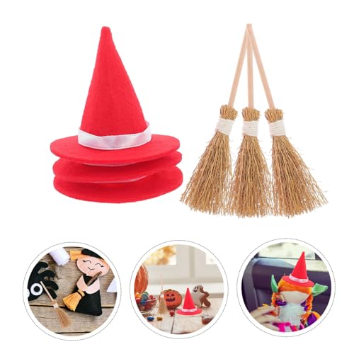 IMIKEYA 3 Conjuntos De De Bruxa De Halloween De Vassoura De Bruxa Mini Vassoura De Bruxa Mini De Bru