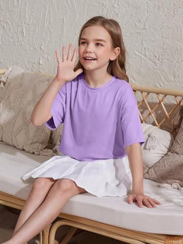 Image of ZDC Girls Athletic Oversized Crop Tops Kids Drop Shoulder Short Sleeve T Shirts Workout Tees
