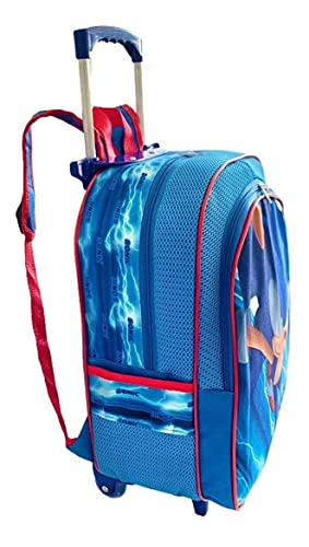 Kit Mochila Infantil Escolar Sonic Rodinhas Tam M F5 Meninos