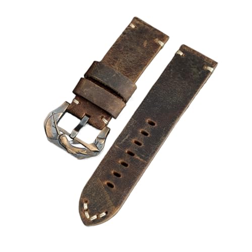 Bracelet de veau marron 22mm style cheval fou compatible PAM441 boucle bronze fait à la main
