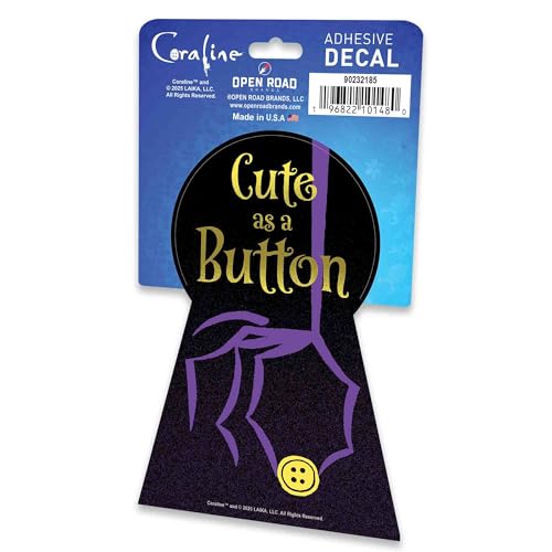 Image of Coraline Cute as a Button Adhesive Vinyl Decal - Whimsical Coraline Sticker for Laptop, Notebook, or Mirror
