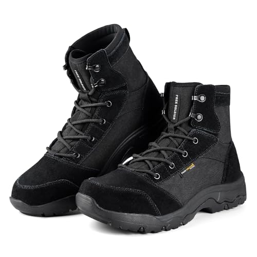 FREE SOLDIER Men's Tactical Hiking Boots 6 Inches Lightweight Breathable Work Boots Military Desert Boots(Black 10)