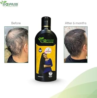 Roopasri Herbal Hair Oil for Men & Women 200 ml | Promotes Hair Growth & Reduces Hair Fall | With Amla, Indigo, Moringa, Hibiscus Flower, Coconut and Bhringraj | Mineral Oil free