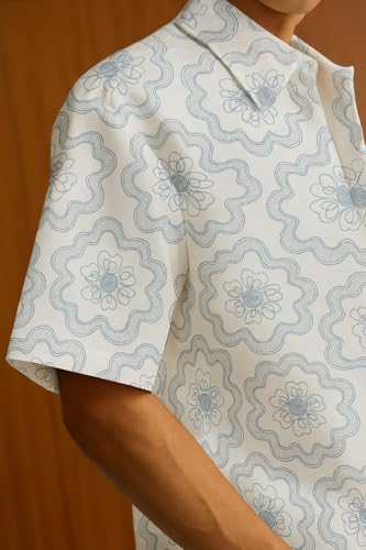 Image of TAGDO Men's Printed Cotton Casual Shirt | Half Sleeve Floral Print Shirt for Man | Relaxed Oversized Fit & Perfect for Casual, Office & Formal Wear (2050)