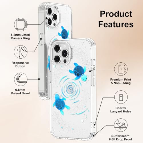 MOSNOVO Case for iPhone 12 & iPhone 12 Pro, [Buffertech 6.6ft Military-Grade Drop Protection] [Anti Peel Off Tech] Clear TPU Bumper Phone Case Cover Design - Space Turtle by MOSNOVO - Image 6