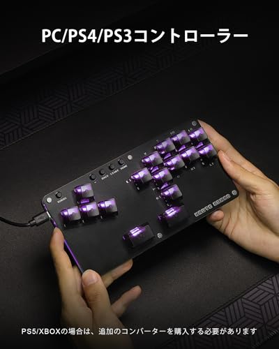 Haute42 レバーレスコントローラー：PC/スイッチ/PS3/PS4用 -コンパクトな16メカニカルキーレイアウト-カスタムRGB - ホットスワップ可能なターボボタン付きスイッチ - USBタイプC
