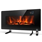 NookNova Freestanding Electric Fireplace, 36” Wall Mounted Electric Fireplace Heater, Touch, Remote Control, Quiet Fireplace w/Adjustable Thermostat & Flame, Overheat Protect, Efficient(4,777 BTU)