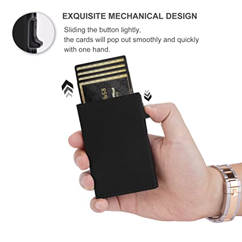 Image of AirTag Wallet for Mens Wallet,Card Holder for AirTag,Smart,RFID Blocking,Slim Wallet for Front Pocket-8-12 Card Capacity (Pu Leather, Lichee Black)