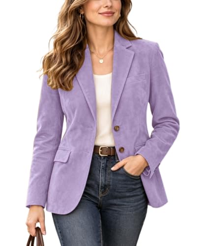 Lilac Women's Suede Blazer for Wedding Slim Fit Casual Blazer Jacket Vintage Winter Velvet Coat for Women Christmas Work Suit Jacket Size 4