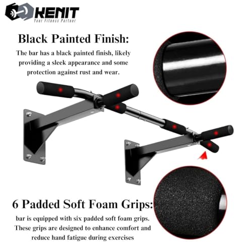 Image of Heavy-Duty Pull Up Bar Wall Mounted - Chin Up Bar for Home Gym Workout, Exercise Bar Upper Body Workout Bar Fitness, Hanging bar, Calisthenics equipment, Hanging rod to height increase, (Black)