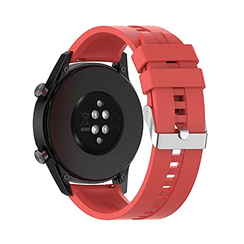 Watch Strap Band for Huawei Watch 3/3 Pro/GT2 Pro/GT2e/GT2/GT 46mm/Galaxy Watch 3 45mm/Galaxy Watch 46mm/Gear S3/Ticwatch Pro 3, 22mm Silicone Sports Gym Watch Strap (Red)