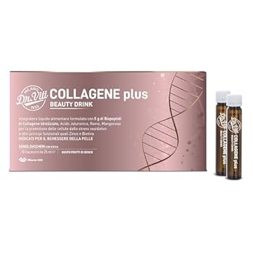 Dr. Viti Milano 1933 - Collagene Beauty Drink Plus, Integratore con Collagene e Acido Ialuronico, Per Idratare e Ricompattare la Pelle, 10 Flaconcini da 25 ml