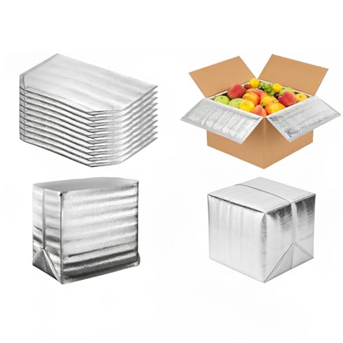 JPORSHU 5 PACKS Reusable Insulation Bags Thermal Box Liners， 15.3" X 7.5" X 15.7" Foil Insulated Bag Liner Pack， for Lunch Box Shopping Bag Insulation Lining Waterproof Insulation Package by JPORSHU - Used condition - US$14.65