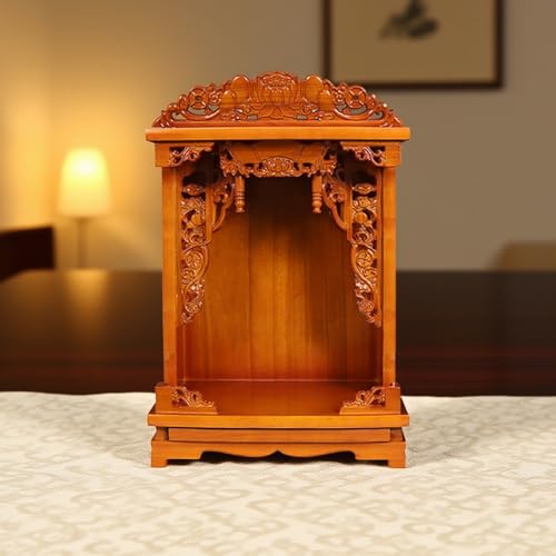 Wall Mounted Shrine Buddhist Altar, Solid Wood Meditation Altar Table,