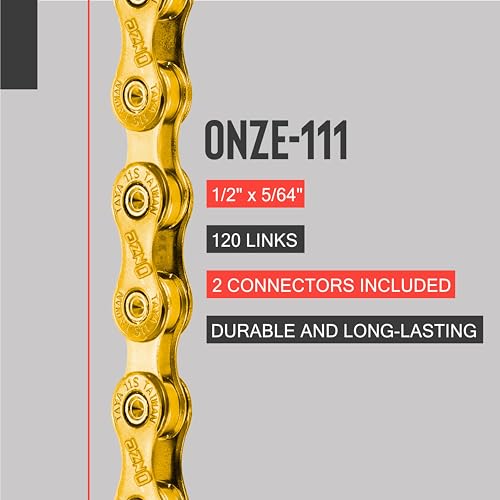 TAYA ONZE-111 11-Speed Bike Chain, 120 Links, Ti-Gold, Durable and Smooth Shifting, 2 Pcs Pack, for Gravel and MTB