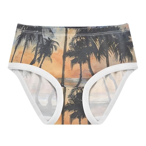 Cotton Girls Underwear Toddler Beach Watercolor Painting Tropical Little Girl Panties Fun Print Underpants Briefs 2t
