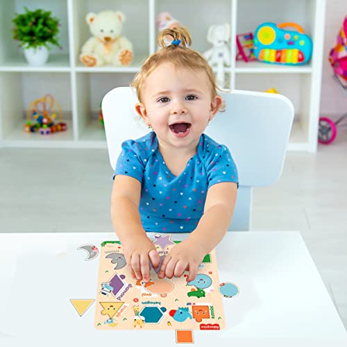 Fisher-Price Wooden Shapes Montessori Educational Pre-School Puzzle Toy for Kids (12X12 Inches)