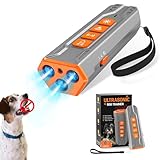 Upgrade Ultrasonic Dog Bark Deterrent Device, Anti Barking Device for Dogs, Ultrasonic Dog Repeller Barking Silencer, Portable 3 Sonic Emitters 4 Mode Dog Trainer Stop Barking Device Indoor & Outdoor