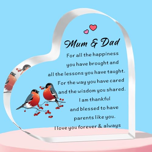 SMARGO Mum And Dad Gifts from Son or Daughter Mum And Dad Acrylic Plaque For Wedding Anniversary Birthday Christmas Mothers Day Presents for Mum And Dad