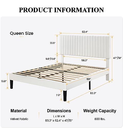 Sha Cerlin AK-LE6017 Queen Upholstered Platform Bed Frame thumb #1