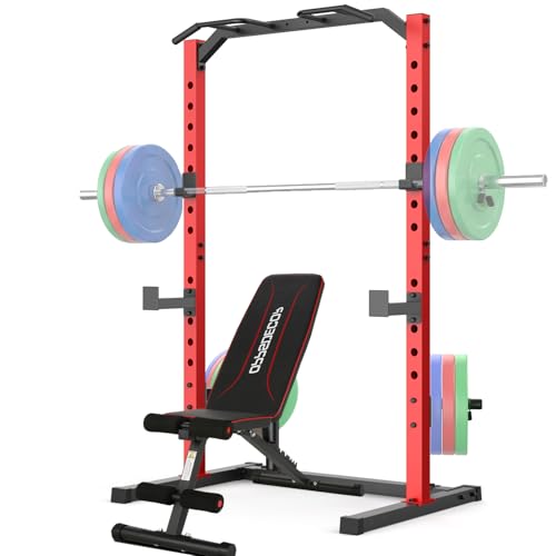 OPPSDECOR Power Cage & Bench, Heavy-Duty Steel Squat Rack
