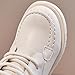 Wide Round Toe Boots for Girls:Fashion Lace up Side Zipper Knee Length Booties Hiking Party Dress Footwear Winter Warm（Size1,Beige