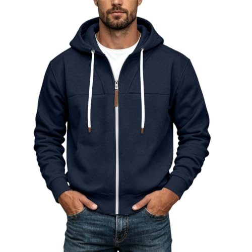 Mens Full Zip Hoodies Fashion Fleece Drawstring Hooded Sweatshirts Jackets - image 6