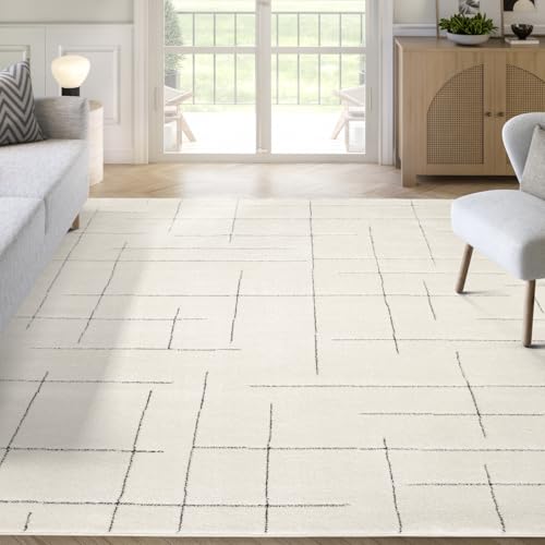 Tapete Abani Cream 8' x 10' con rayas geométricas