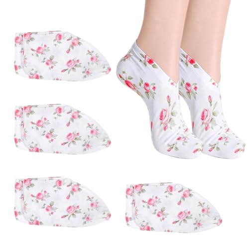 4 Paia di Calzini Idratanti Durante la Notte, Calzini Idratanti Cosmetici, Calze all'Aloe, Calze per la Cura dei Piedi Spa Pedicure Donna per Riparare i Piedi Secchi