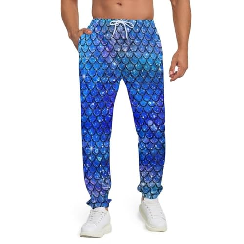 ISMV Fish Scale Pants Men's Sweatpants Halloween Pants Jogger Drawstring Running XX-Large