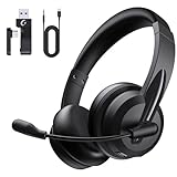 【4WAY接続】Masajoy ワイヤレスヘッドセット マイク付き Bluetooth5.3/USB/Type-C/有線接続 マイクミュート機能付き オンライン授業・在宅勤務・通話・テレワーク・会議用・コールセンター・PC用対応｜ Skype・Zoom・Teams対応｜軽量設計・長時間装着快適 有線/無線ヘッドセットSpark 06