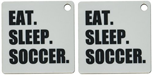 3dRose Eat Sleep Soccer Team Sport Playing Enthusiast Play Player Black Text Key Chains, Set of 2 (kc_180443_1)