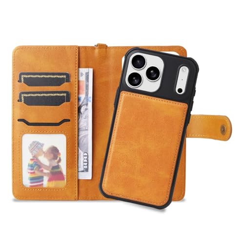 Étui portefeuille iPhone 17 Pro Max marron, protégez votre écran avec le rabat aimanté