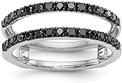 Ranjeeta Fashion Round Cut Black Diamond 925 Sterling Silver 14K White Gold Fn Diamond Engagement Wrap Wedding Enhancer Band Guard Ring for Women's